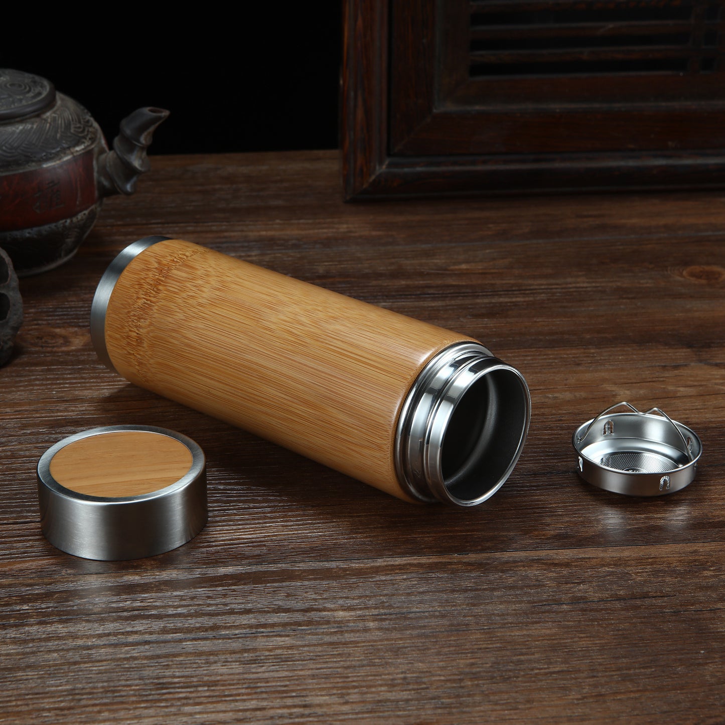 Thermos Bottle - Bamboo Wood